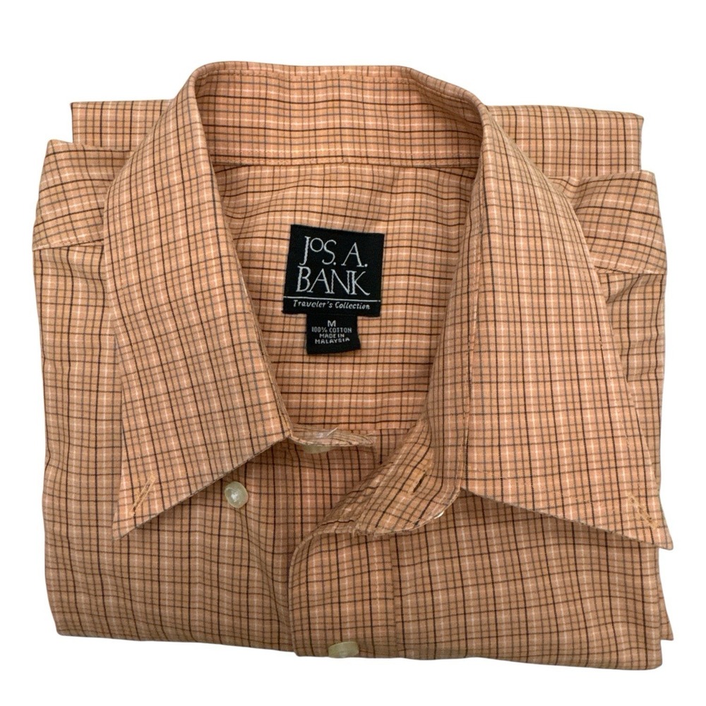 Jos. A.‎ Bank Traveler's Collection Long Sleeves Men's Orange Stripe Size M